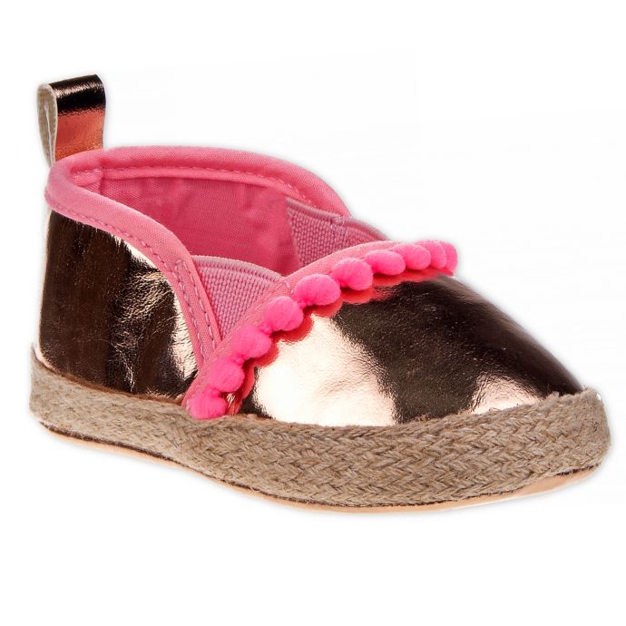 Laura Ashley Espadrille Mini Pom Crib Shoe In Rose Gold Buybuy Baby