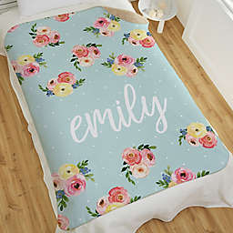 Floral Baby Personalized Sherpa Blanket