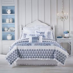 White Comforter With Blue Trim Bed Bath Beyond