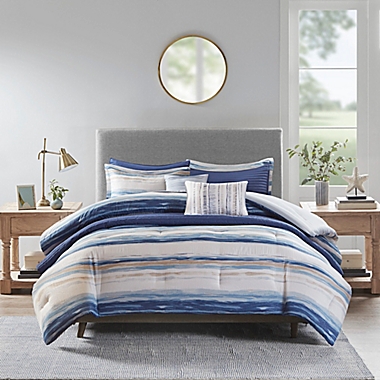 Madison Park Marina 8-Piece Full/Queen Comforter &amp; Coverlet Set in Blue. View a larger version of this product image.