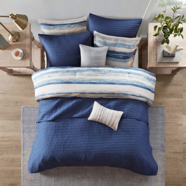 Madison Park Marina 8-Piece Full/Queen Comforter &amp; Coverlet Set in Blue. View a larger version of this product image.