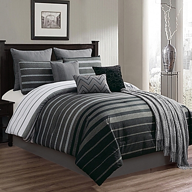 Barkley 10-Piece King Comforter Set in Black/Grey. View a larger version of this product image.