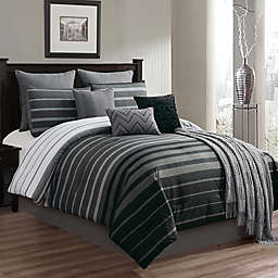 Barkley 10-Piece King Comforter Set in Black/Grey