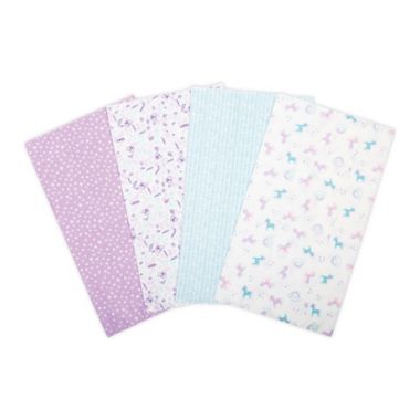 Trend Lab&reg; 4-Pack Unicorn Flower Flannel Burp Cloth Set. View a larger version of this product image.