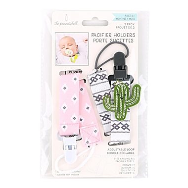 The Peanutshell&reg; Southwestern 0-18 Months 2-Pack Pacifier Clip in Grey/Pink. View a larger version of this product image.