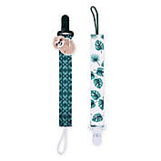 The Peanutshell&reg; Tropical 0-18 Months 2-Pack Pacifier Clip in Green/White