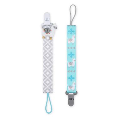 The Peanutshell&reg; Lllama Size 0-18M 2-Pack Pacifier Clip in Grey/Blue. View a larger version of this product image.