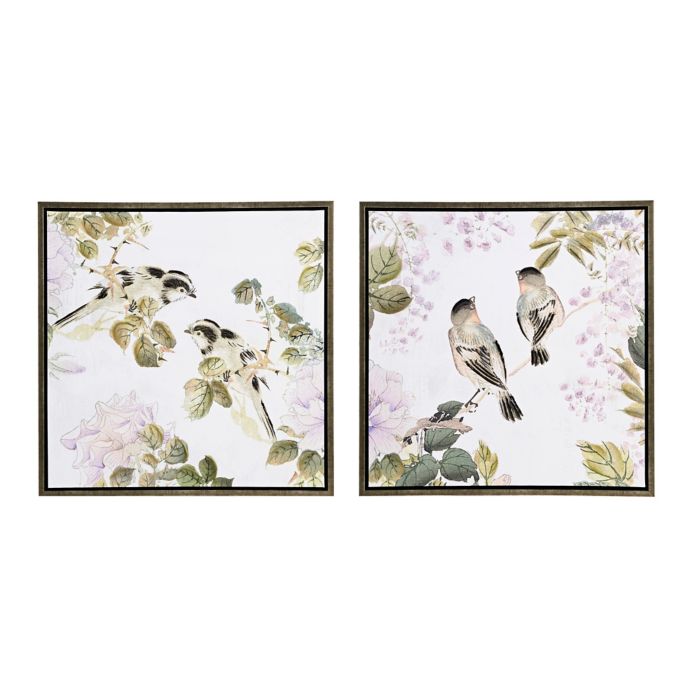 Martha Stewart Woodland Birds Framed 28 81 Inch X 28 81 Inch Canvas Wall Art In Multi Set Of 2 Bed Bath Beyond