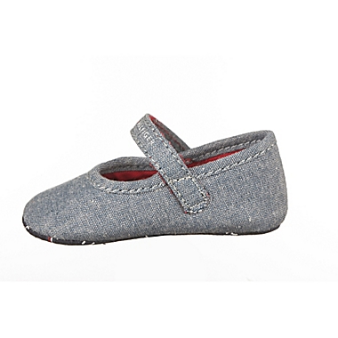 Tommy Hilfiger&reg; Newborn Mareey Chambray Shoe in Blue. View a larger version of this product image.