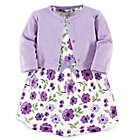 Alternate image 0 for Touched by Nature Size 5T 2-Piece Purple Garden Organic Cotton Dress and Cardigan Set