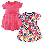Touched by Nature Size 6-9M 2-Pack Bright Flower Organic Cotton Short Sleeve Dresses