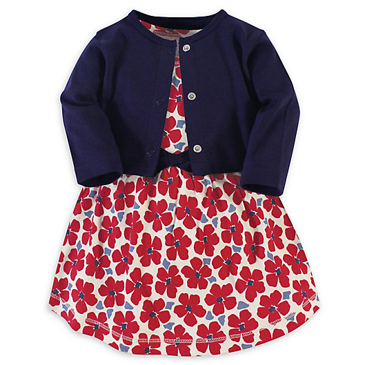 Alternate image 1 for Touched by Nature® 2-Piece Flower Organic Cotton Dress and Cardigan Set