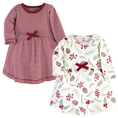 Touched by Nature&reg; Size 7Y 2-Pack Holly Organic Cotton Long Sleeve Holiday Dresses