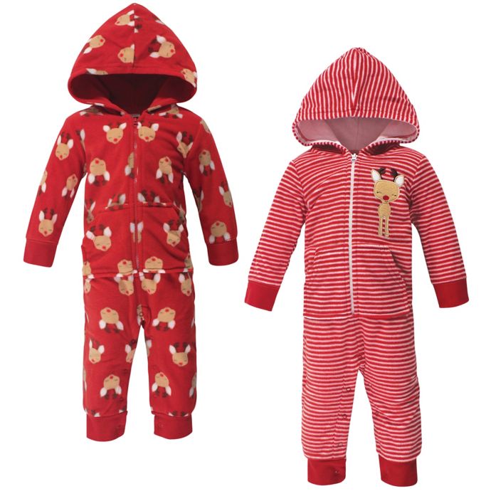 Hudson Baby® 2Pack Festive Fleece Coveralls buybuy BABY