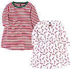 Alternate image 0 for Hudson Baby&reg; Size 5T 2-Pack Candy Cane Long Sleeve Dresses in Green