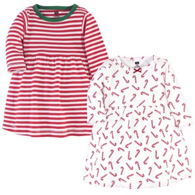 Hudson Baby&reg; Size 3-6M 2-Pack Candy Cane Long Sleeve Dresses in Green