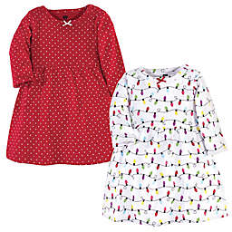 Hudson Baby® Size 2T 2-Pack Christmas Lights Long Sleeve Dresses in Red