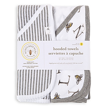 Burt&#39;s Bees Baby&reg; 2-Pack Organic Cotton Hooded Towels in Heather Grey. View a larger version of this product image.