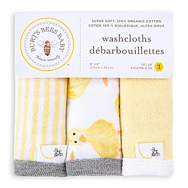 Burt&#39;s Bees Baby&reg; 3-Pack Organic Cotton Washcloths in Sun. View a larger version of this product image.