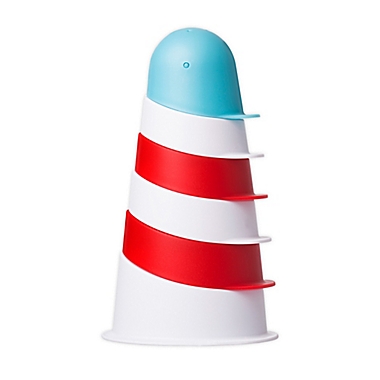 Ubbi&reg; 6-Piece Lighthouse Stacking Cups Bath Toy in Red/White/Blue. View a larger version of this product image.