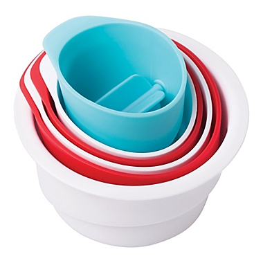 Ubbi&reg; 6-Piece Lighthouse Stacking Cups Bath Toy in Red/White/Blue. View a larger version of this product image.