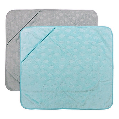 Neat Solutions&reg; 2-Pack Fish Hooded Towels in Teal/Grey. View a larger version of this product image.