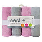 Alternate image 3 for Neat Solutions&reg; 4-Pack Woven Elephant Washcloths in Pink/Grey