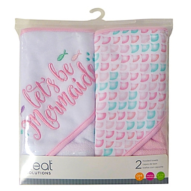 Neat Solutions 2-Pack Mermaid Hooded Towels in Pink. View a larger version of this product image.