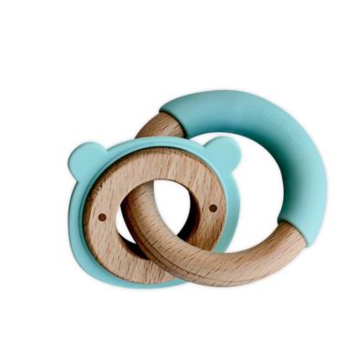 silicone and wood teether