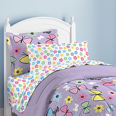 Dream Factory Sweet Butterfly Ultra Soft Microfiber Girls Comforter Set Purpl... 