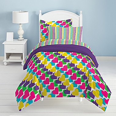 Dream Factory Rainbow Hearts Full Comforter Set. View a larger version of this product image.