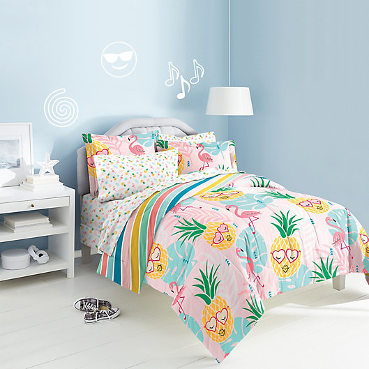 Alternate image 1 for Dream Factory Pineapple Full Comforter Set in Pink