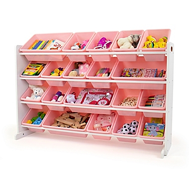 Humble Crew XL Toy Storage Organizer with 20 Bins in Pink/White. View a larger version of this product image.