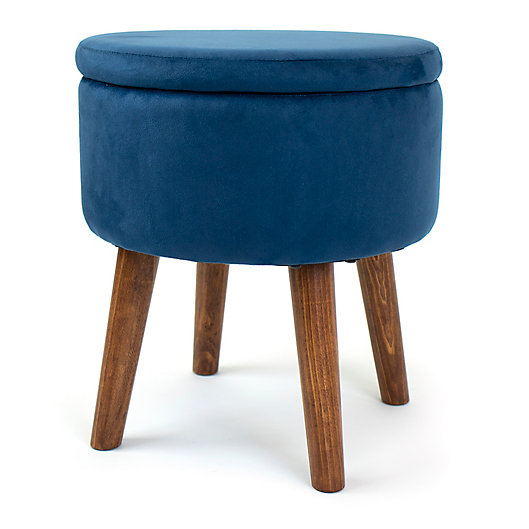 Alternate image 1 for Humble Crew Sloan Velour Round Storage Ottoman in Blue