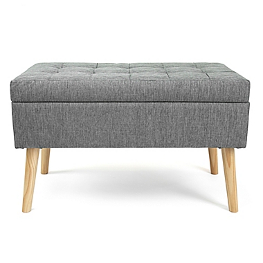 Humble Crew Rectangular Storage Fabric Ottoman Bench in Grey. View a larger version of this product image.