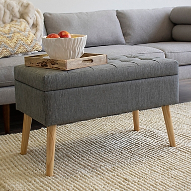 Humble Crew Rectangular Storage Fabric Ottoman Bench in Grey. View a larger version of this product image.