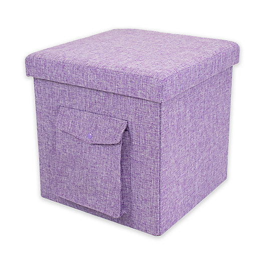 Alternate image 1 for Humble Crew Folding Storage Ottoman with Pocket in Purple