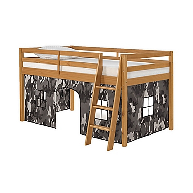 Alaterre Furniture Roxy Junior Loft Bed in Cinnamon with Grey Camo Playhouse Tent. View a larger version of this product image.