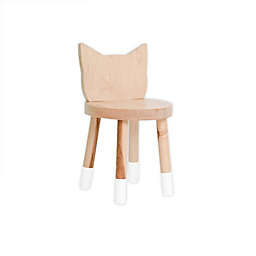 Nico & Yeye Kitty Kids Chairs in White/Maple Wood (Set of 2)