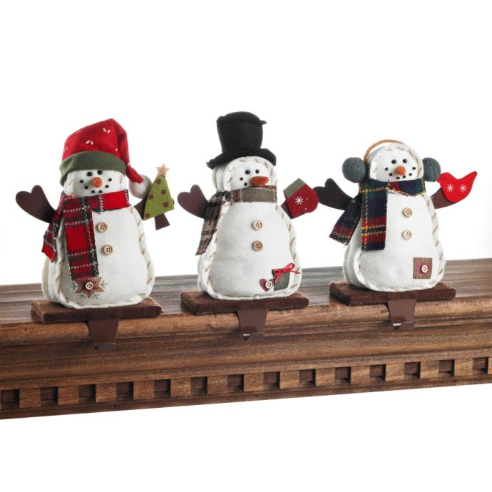 Plush Snowman Stocking Hangers (Set of 3) | Bed Bath & Beyond