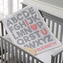 Alphabet Message Personalized 30-Inch x 40-Inch Sherpa Baby Blanket