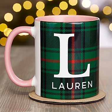 Christmas Plaid 11 oz. Coffee Mug in Pink. View a larger version of this product image.