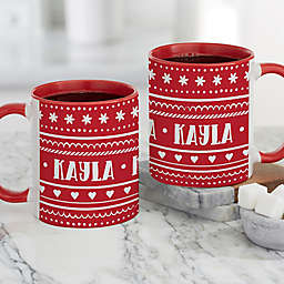 Nordic Noel Personalized Coffee Mug 11 oz. in Red