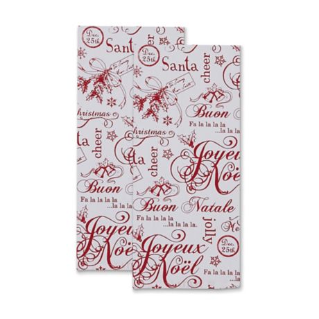 Buon Natale Kitchen Towel.Dii Vintage Christmas Dishtowels In Red White Set Of 2 Bed Bath Beyond