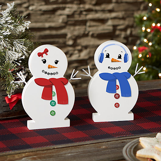 Alternate image 1 for Snowman Face Personalized Wooden Snowman Collection