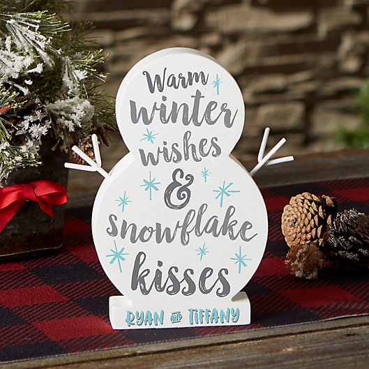 Alternate image 1 for Winter Wishes & Snowflake Kisses Personalized Wood Snowman Collection