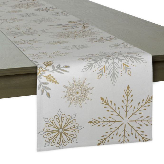 Dii Snowflake Sparkle 14 Inch X 72 Inch Table Runner In White Bed Bath Beyond