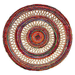 Haven Jute Braid 4' Round Handcrafted Area Rug in Multicolor/Natural