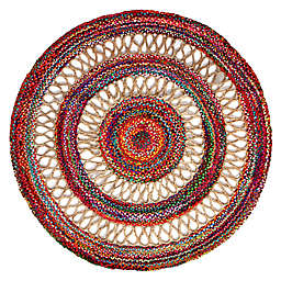 Haven Jute Braid Round Handcrafted Area Rug in Multicolor/Natural