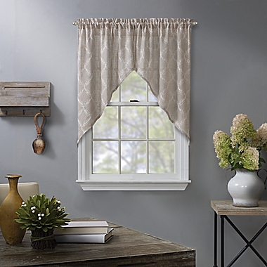 Enchantment Ogee Embroidered 2-Pack Window Curtain Swag Valance in Linen. View a larger version of this product image.